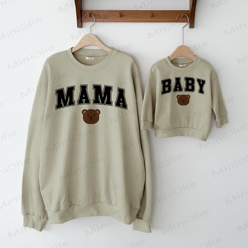 MAMA/BABY Mommy and Me Bear Sweatshirt - Grey Green - Mom Sweatshirt: XL - image 10