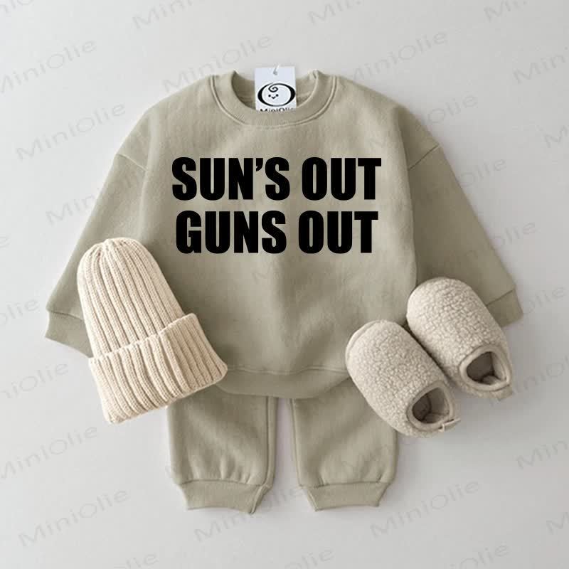 SUN'S OUT GUNS OUT Baby Sweatshirt 2-piece Grey Green Set - Grey Green - 2-3T - image 1