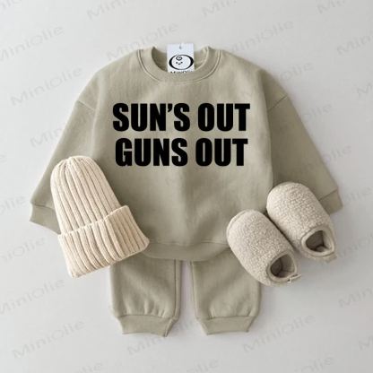 SUN'S OUT GUNS OUT Baby Sweatshirt 2-piece Grey Green Set - Grey Green - 2-3T - image 1