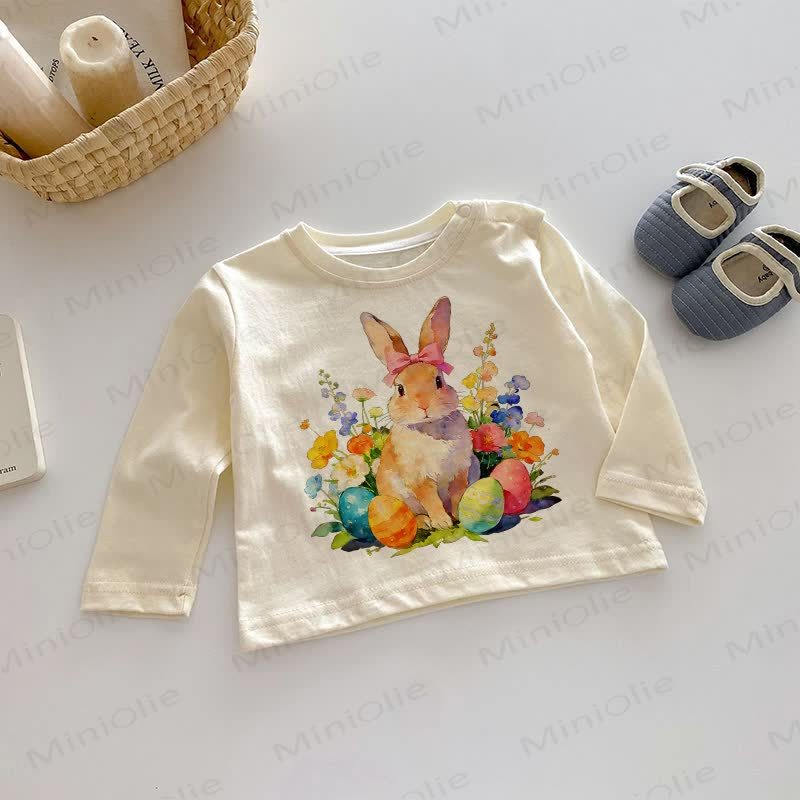 Baby Rabbit Easter Egg Long Sleeves Top - Beige - 2-3T - image 1