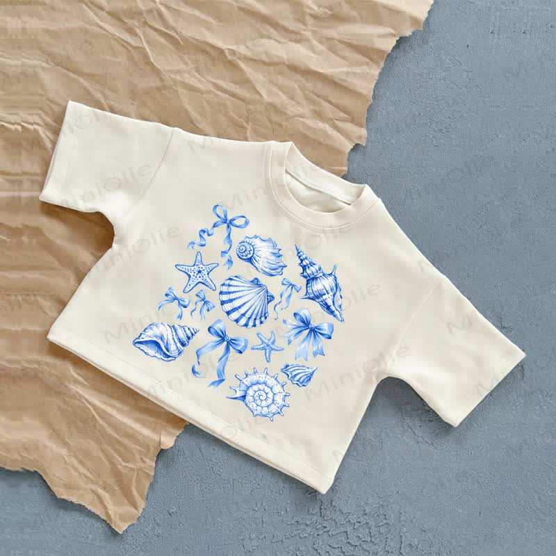 Baby Starfish Shells & Bownots Summer Casual T-shirt - White - 2-3T - image 1