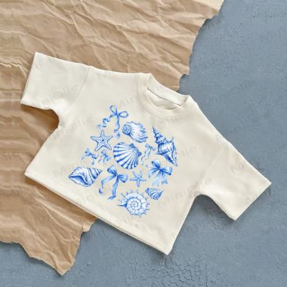 Baby Starfish Shells & Bownots Summer Casual T-shirt - White - 2-3T - image 1