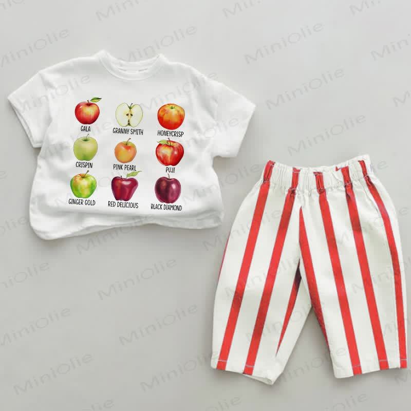 Baby Apples Red Vertical Striped 2-piece Set - White&Red - 2-3T - image 1