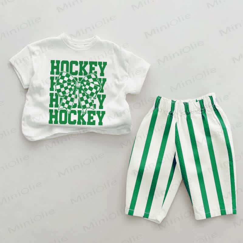 HOCKEY Baby Green Vertical Striped 2-piece Set - White&Green - 2-3T - image 1