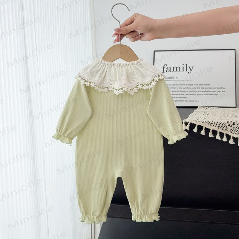 Baby Floral Embroidered Green Romper - image 2