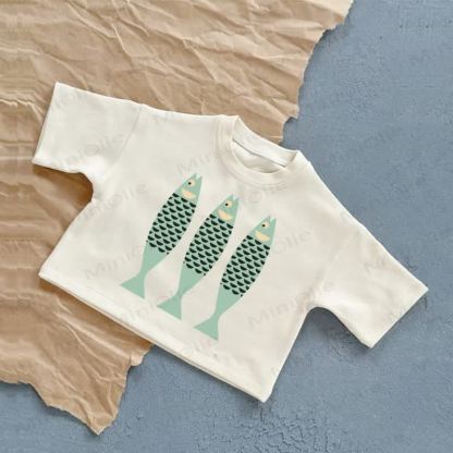 Baby Funny Fish Summer Casual T-shirt - White - 2-3T - image 1