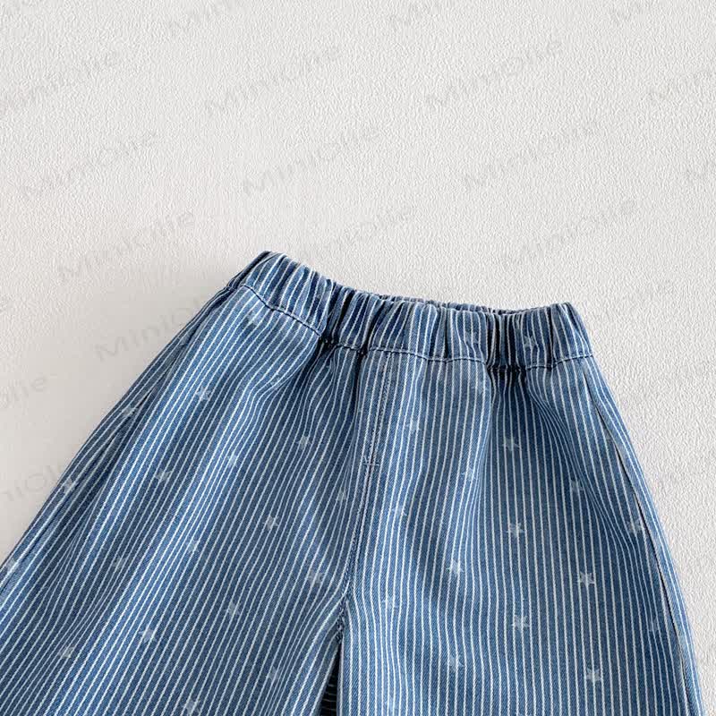 Baby Toddler Star Print Striped Denim Pants - image 2