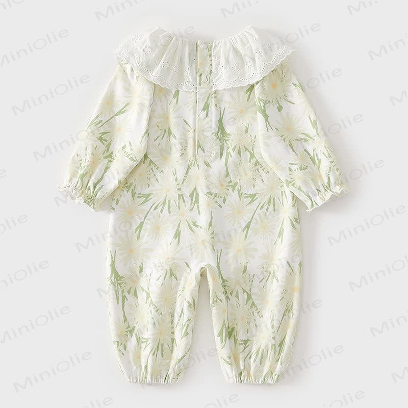 Baby Girl Flower Green Romper - image 2