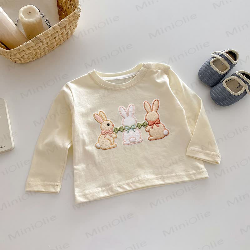 Baby Rabbit Easter Long Sleeves Tee - Beige - 2-3T - image 1
