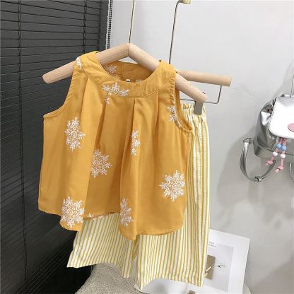Toddler Embroidered Tank and Striped Pants 2-Piece Set - image 3
