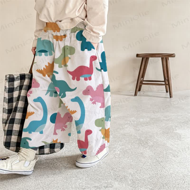 Baby Colorful Dinosaurs Casual  Pants - White - 2-3T - image 1