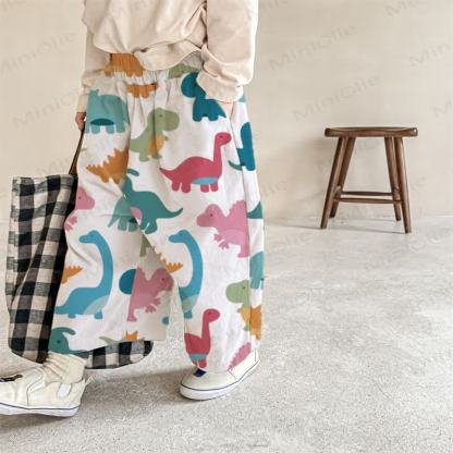 Baby Colorful Dinosaurs Casual  Pants - White - 2-3T - image 1