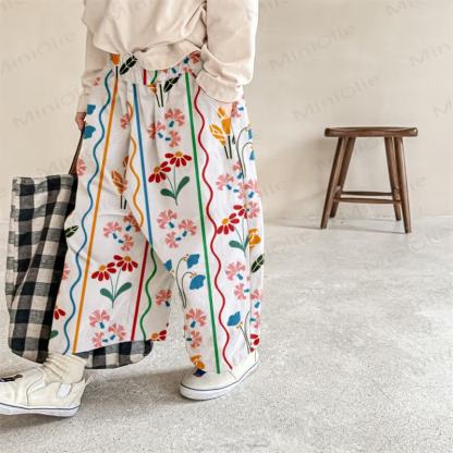 Baby Art Floral Casual  Pants - White - 2-3T - image 1