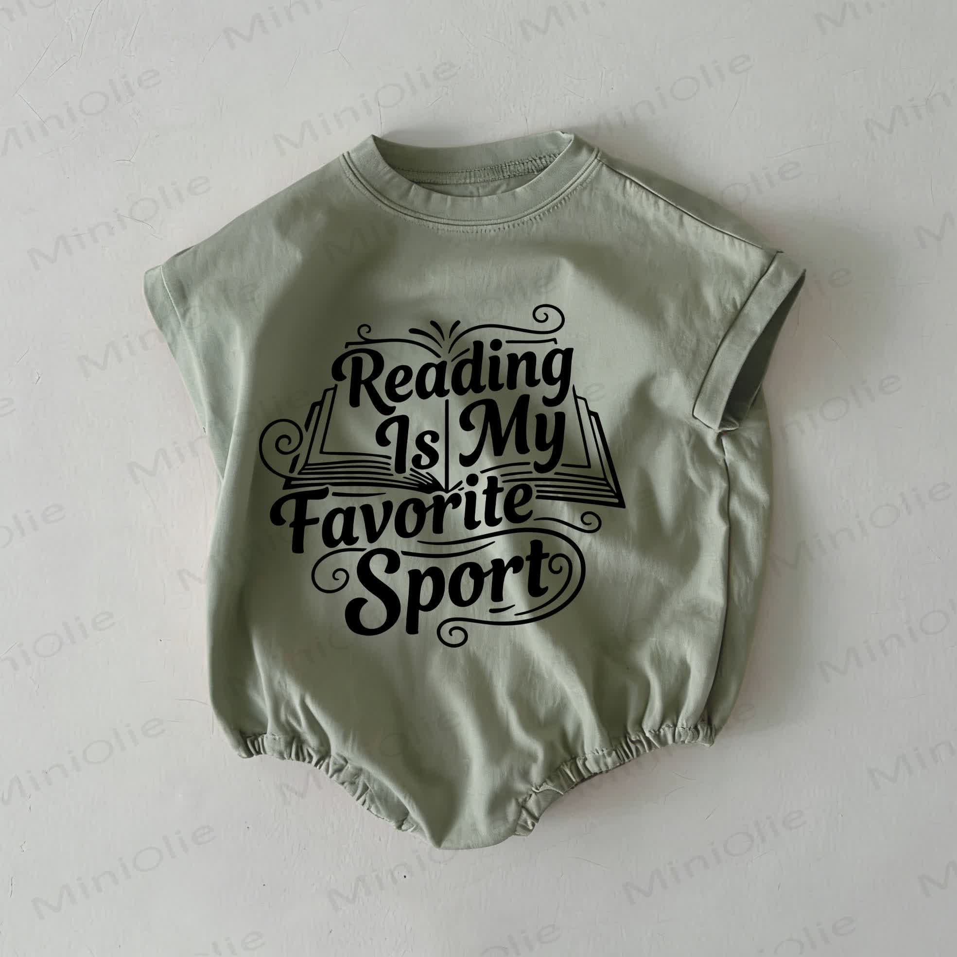 READING IS MY FAVORITE SPORT Baby Summer Bodysuit - Grey Green - 18-24M - image 1