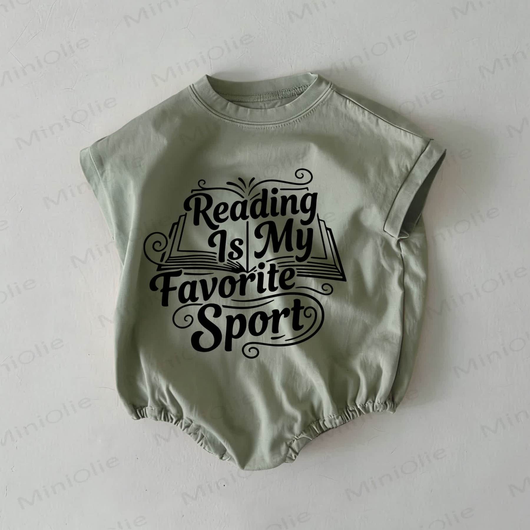 READING IS MY FAVORITE SPORT Baby Summer Bodysuit - Grey Green - 18-24M - image 1