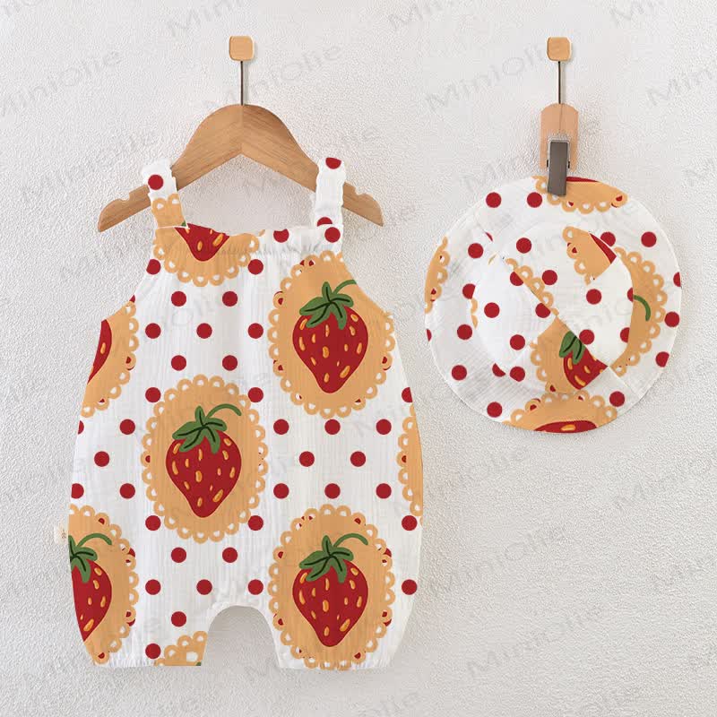 Baby Strawberry Romper with Hat - White - 18-24M - image 1