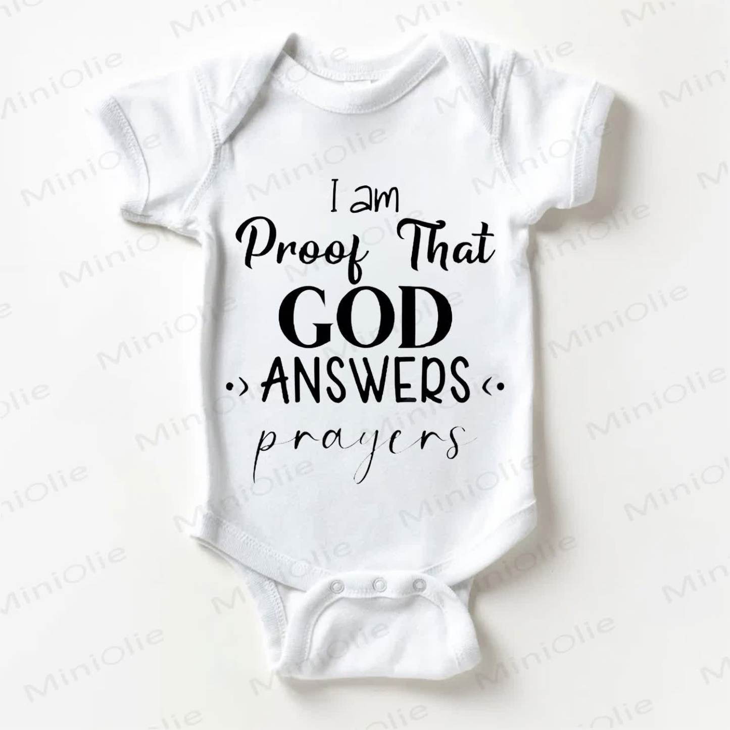 I AM PROOF THAT GOD ANSWERS PRAYERS Baby White/Grey Bodysuit - White - 18-24M - image 1