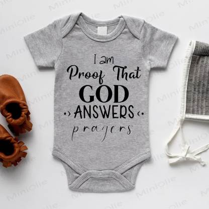 I AM PROOF THAT GOD ANSWERS PRAYERS Baby White/Grey Bodysuit - Grey - 18-24M - image 2