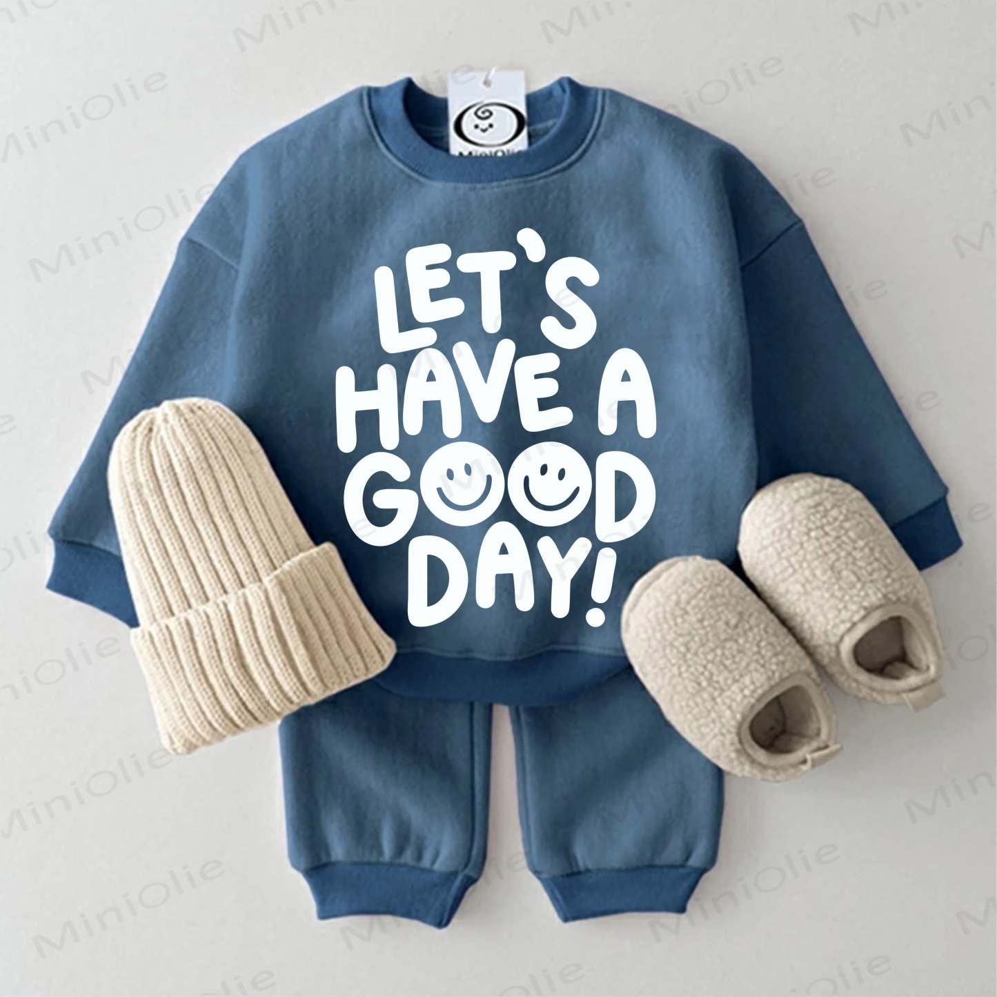 LET'S HAVE A GOOD DAY! Baby Sweatshirt 2-piece Set - Blue - 2-3T - image 2