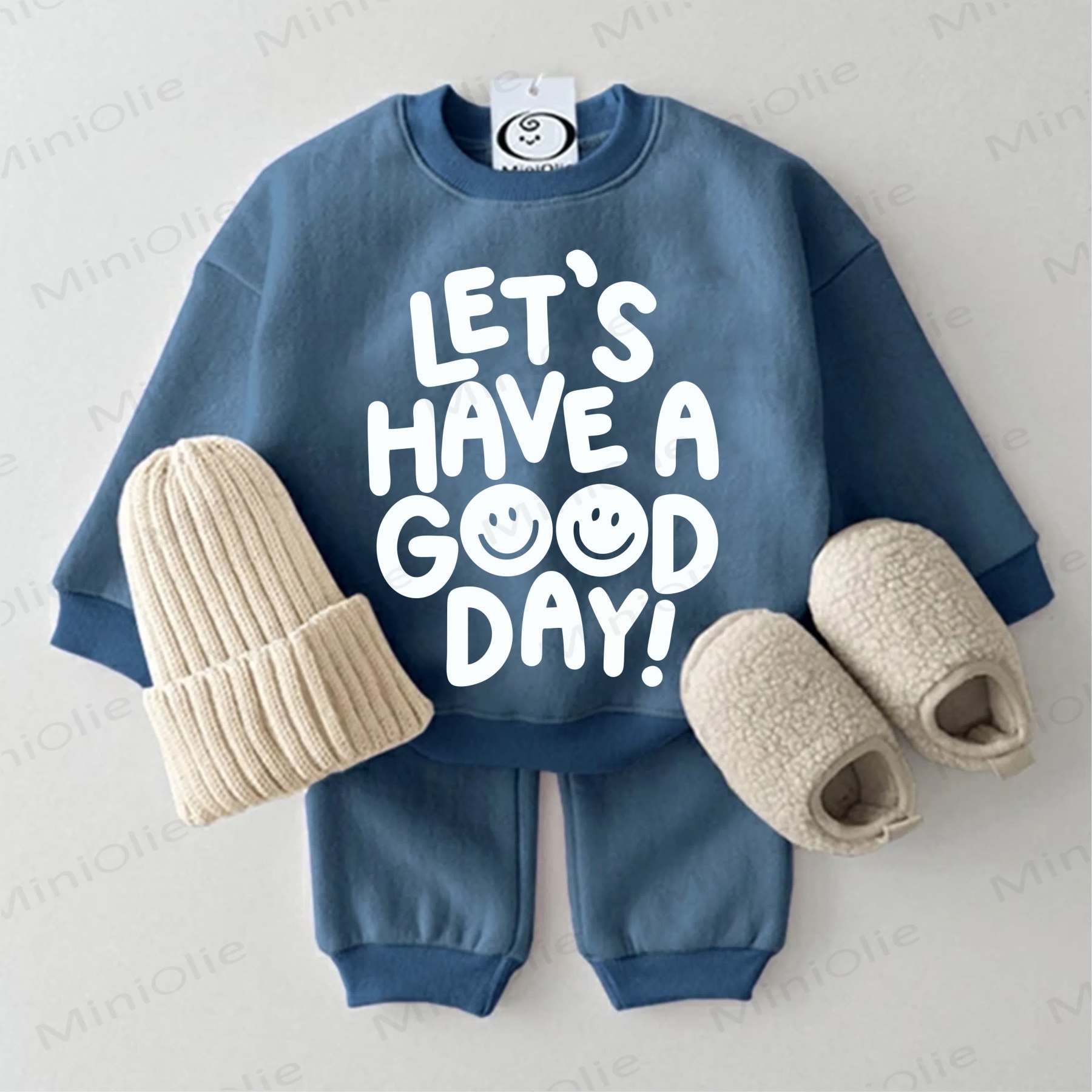 LET'S HAVE A GOOD DAY! Baby Sweatshirt 2-piece Set - Blue - 2-3T - image 2
