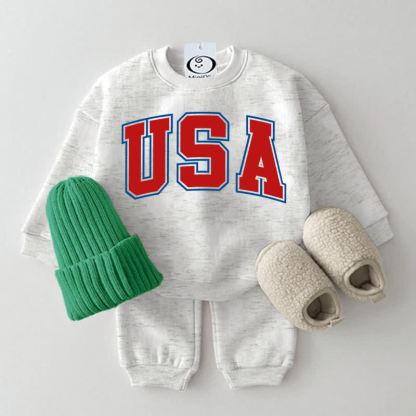 USA Baby Sweatshirt & Pants 2-piece Blue Set - Grey - 2-3T - image 4