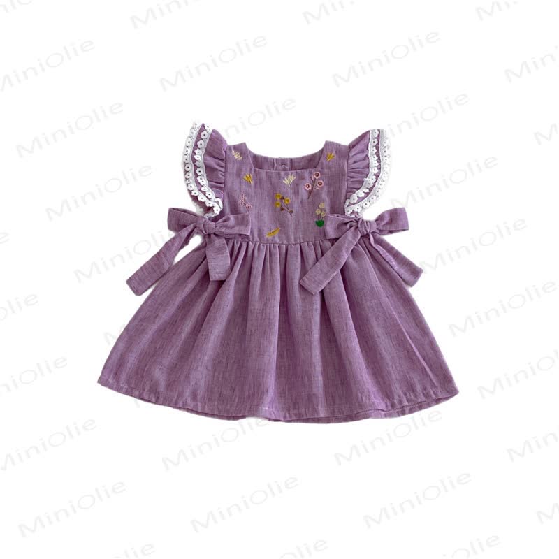 Baby Embroidered Flutter Sleeves Dress - image 8