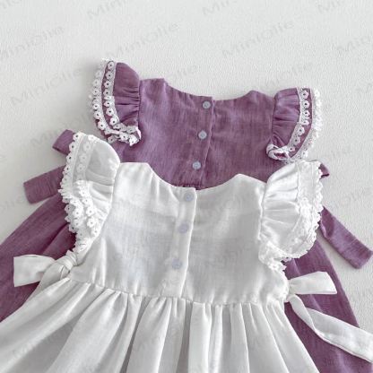 Baby Embroidered Flutter Sleeves Dress - image 14
