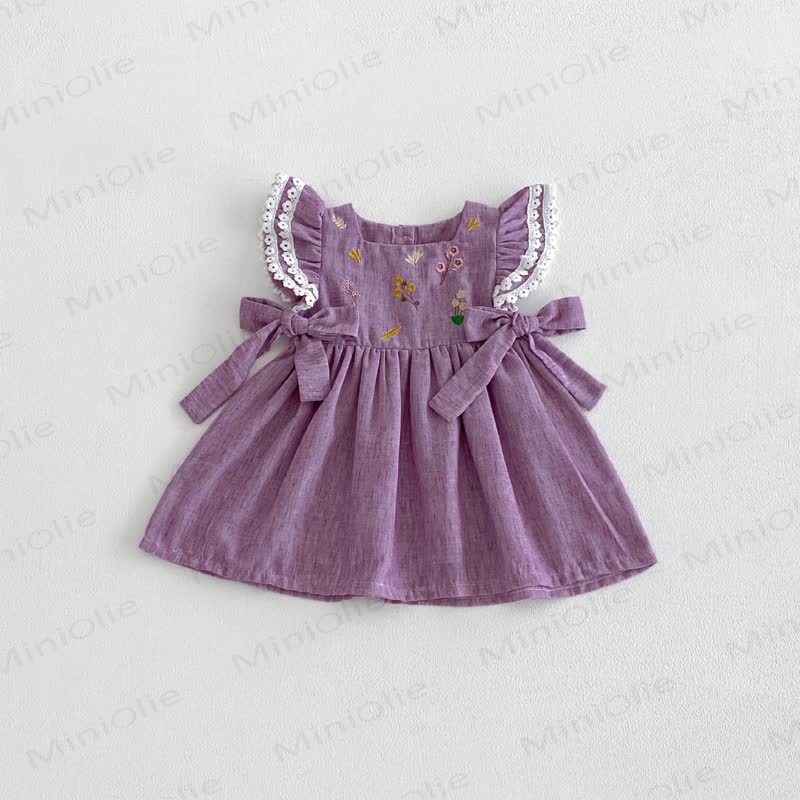 Baby Embroidered Flutter Sleeves Dress - image 11