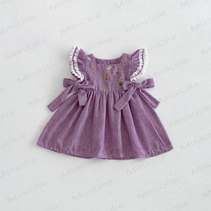 Baby Embroidered Flutter Sleeves Dress - image 11