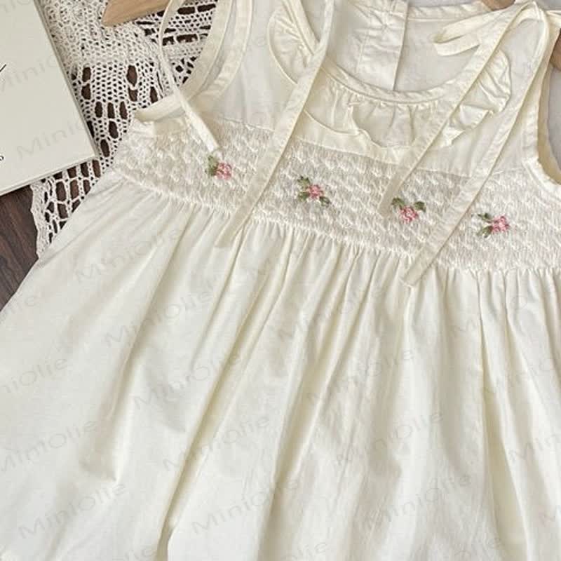Toddler Girl Floral Beige Sleeveless Dress - image 3