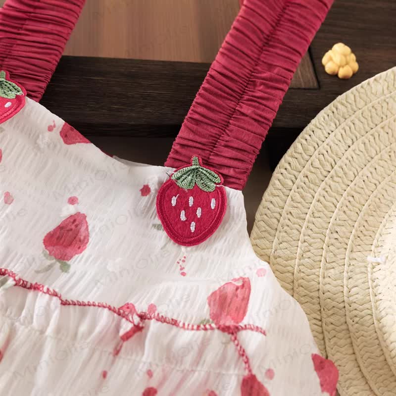 Baby Toddler Strawberry Dress with Hat - image 4
