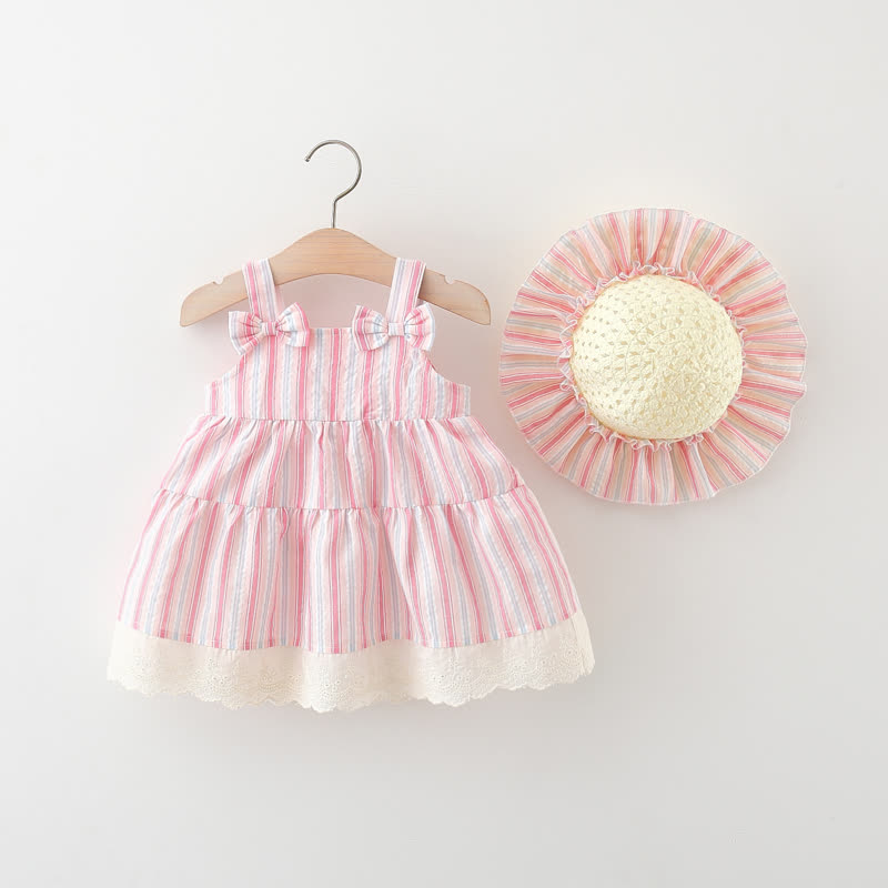 Baby Toddler Striped Dress with Hat - Pink - 3-4T - image 9