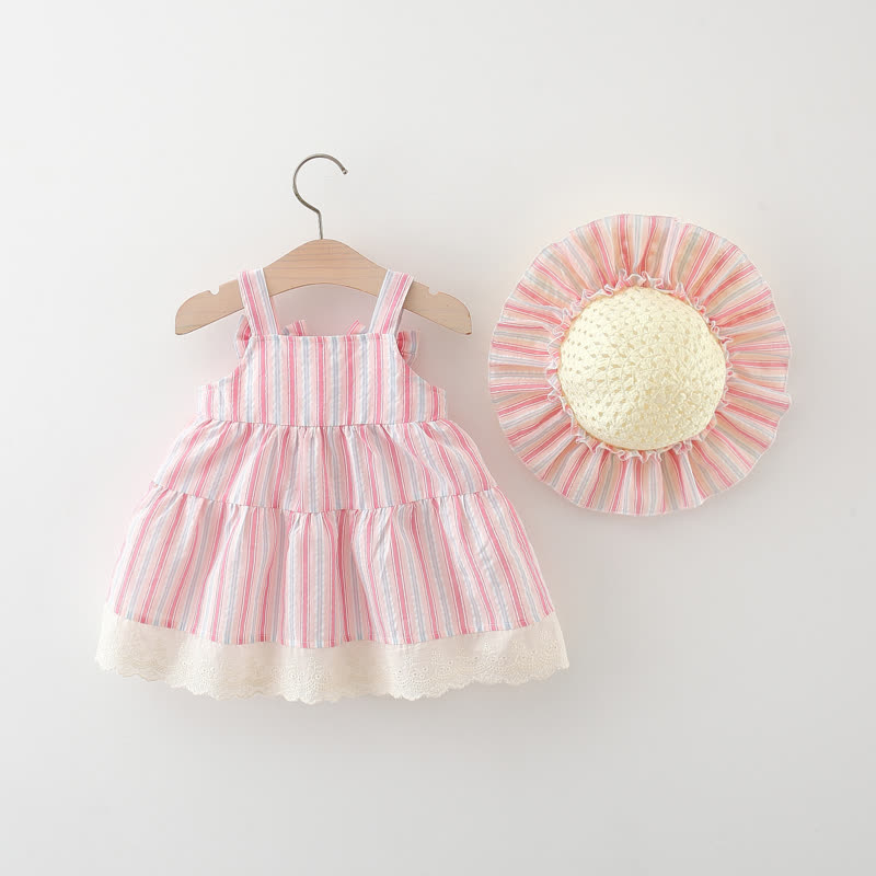 Baby Toddler Striped Dress with Hat - image 10