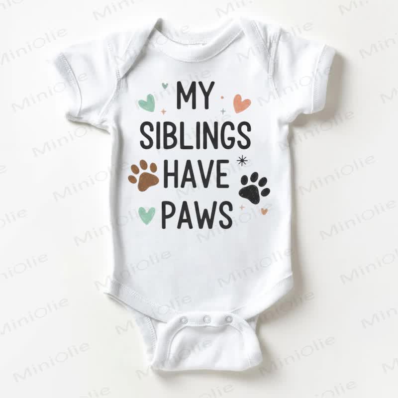 MY SIBLINGS HAVE PAWS Baby White Bodysuit - White - 18-24M - image 1
