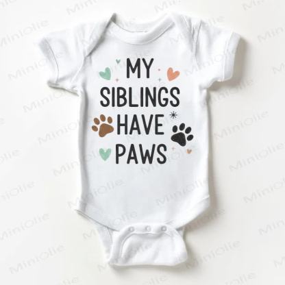 MY SIBLINGS HAVE PAWS Baby White Bodysuit - White - 18-24M - image 1