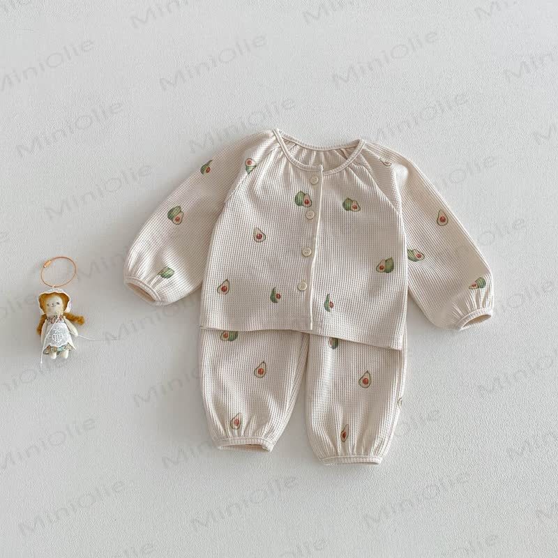 Baby Toddler Avocado/Pomegranate Waffle Set - Beige - 3-4T - image 5