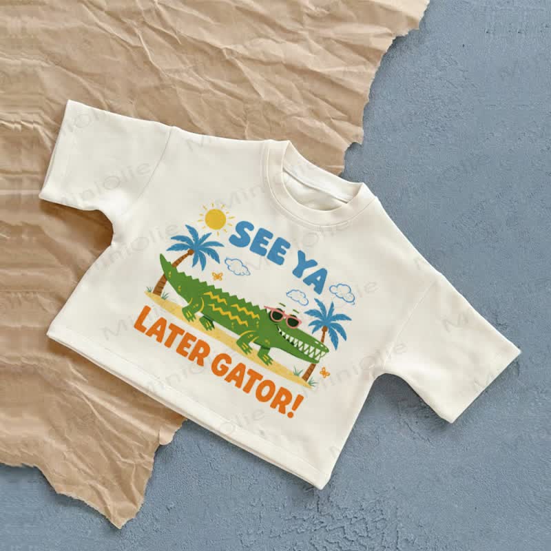 SEE YA LATER GATOR! Baby Summer Casual T-shirt - White - 2-3T - image 1