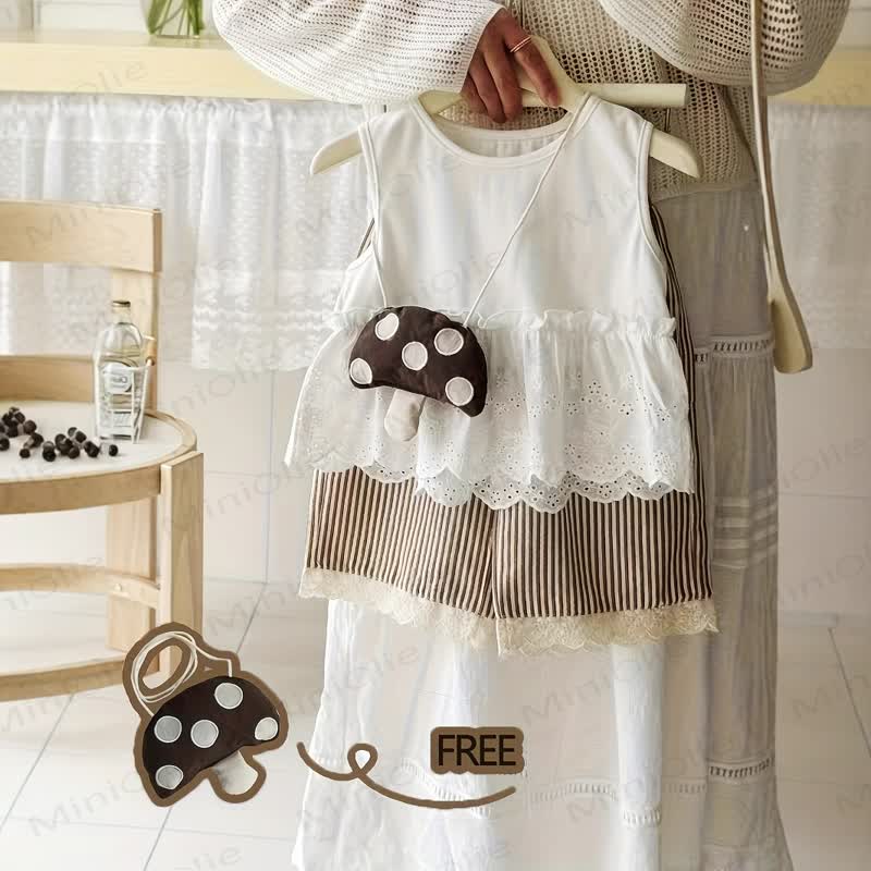 Baby Toddler Tank Pants Bag 3-piece Set - White - 6-7T - image 1