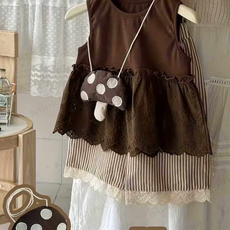 Baby Toddler Tank Pants Bag 3-piece Set - Brown - 6-7T - image 5