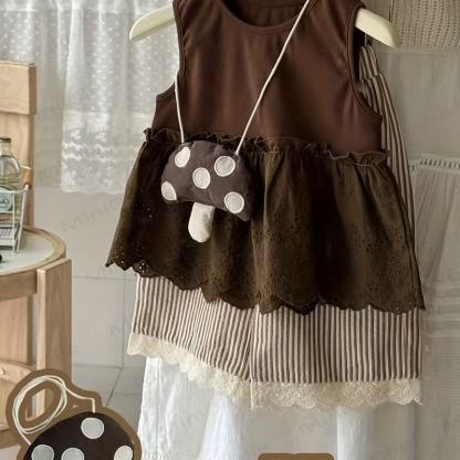 Baby Toddler Tank Pants Bag 3-piece Set - Brown - 6-7T - image 5