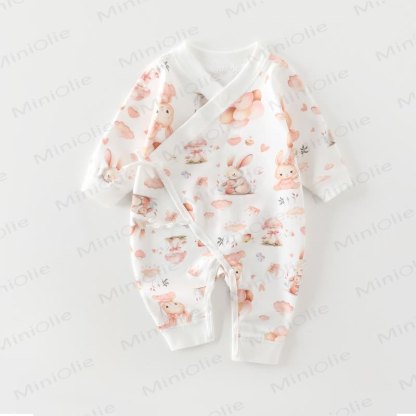 Baby Newborn Bunny Cotton Kimono Romper - Balloon Bunny - 6-12M - image 1