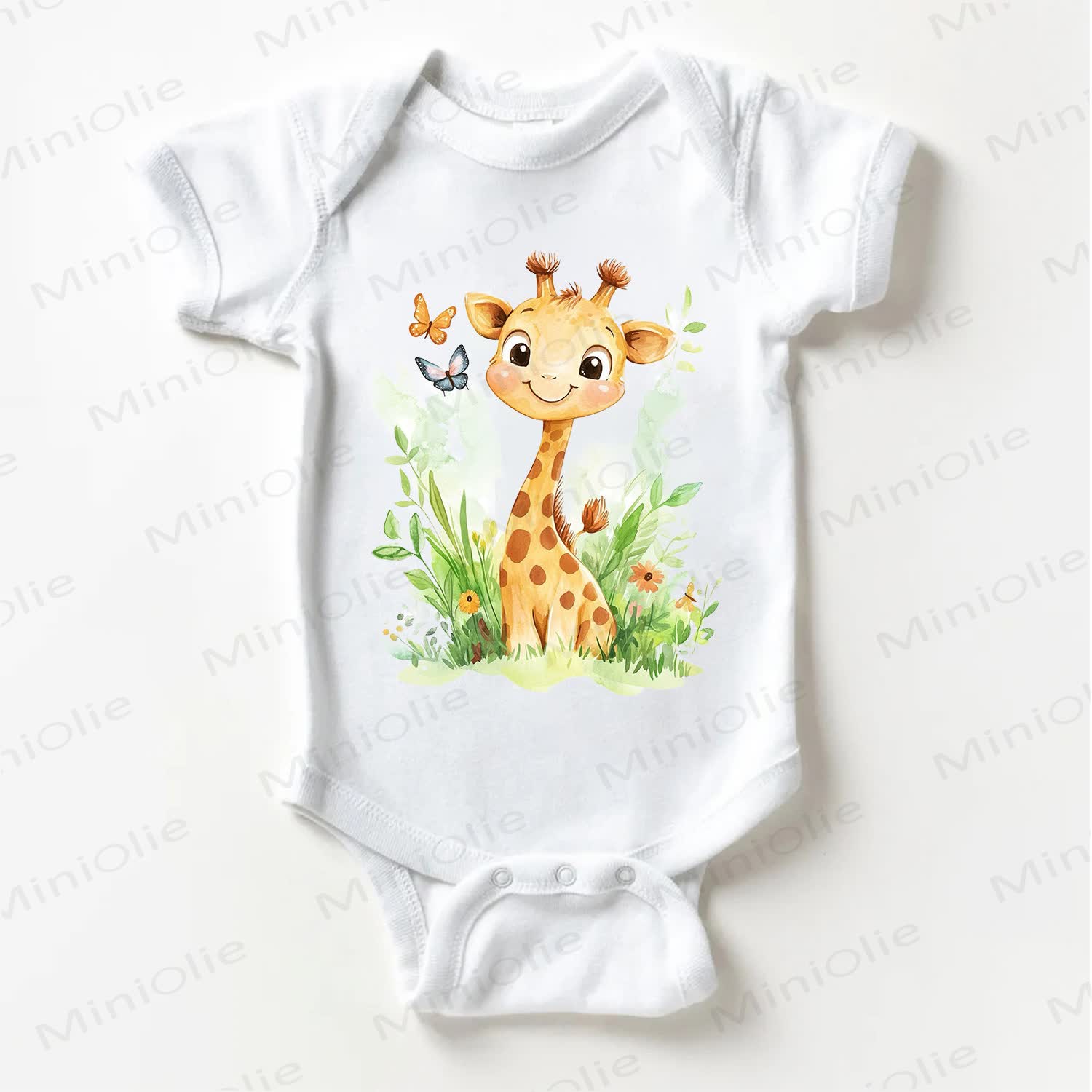 Baby Smiling Giraffe White Bodysuit - White - 18-24M - image 1
