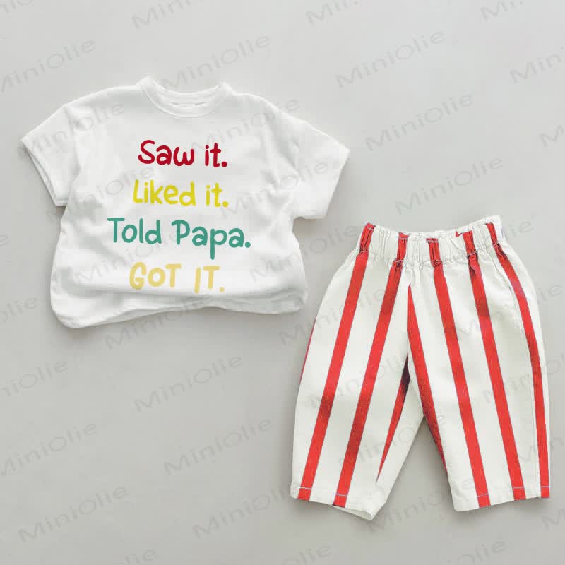 SAW IT. LIKED IT. TOLD PAPA. GOT IT. Baby Red Vertical Striped 2-piece Set - White&Red - 2-3T - image 1