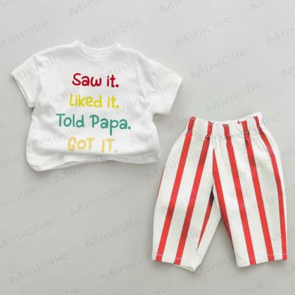SAW IT. LIKED IT. TOLD PAPA. GOT IT. Baby Red Vertical Striped 2-piece Set - White&Red - 2-3T - image 1