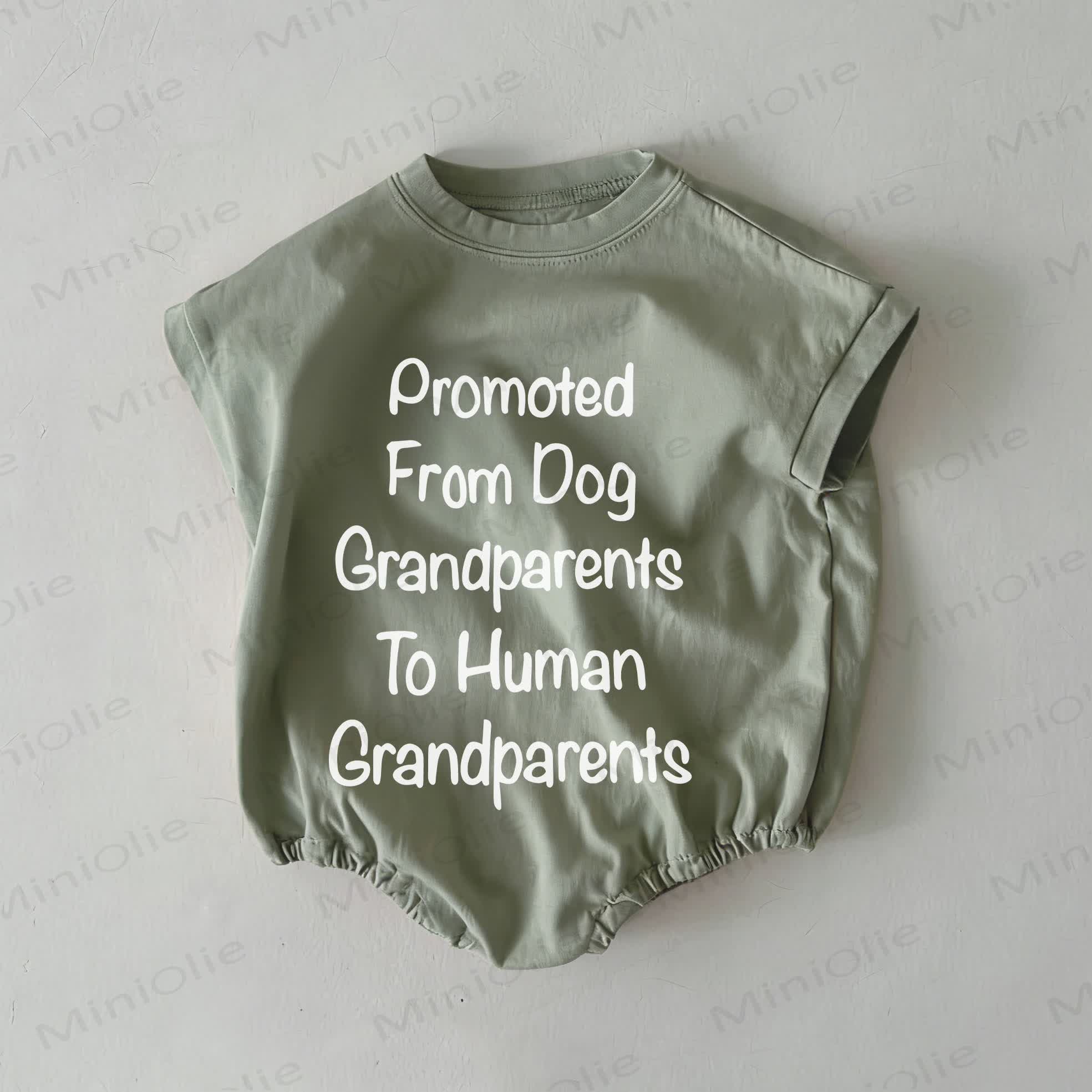 PROMOTED FROM DOG GRANDPARENTS TO HUMAN GRANDPARENTS Baby Summer Bodysuit - Grey Green - 18-24M - image 1