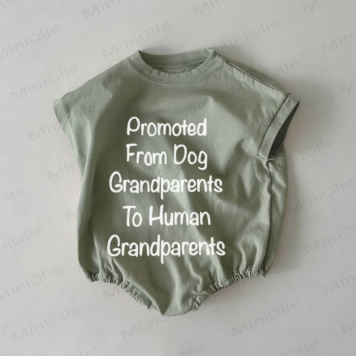 PROMOTED FROM DOG GRANDPARENTS TO HUMAN GRANDPARENTS Baby Summer Bodysuit - Grey Green - 18-24M - image 1