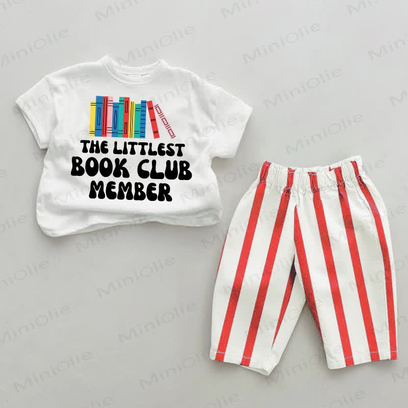 THE LITTLEST BOOK CLUB MEMBER Baby Vertical Striped 2-piece Set - White&Red - 2-3T - image 1