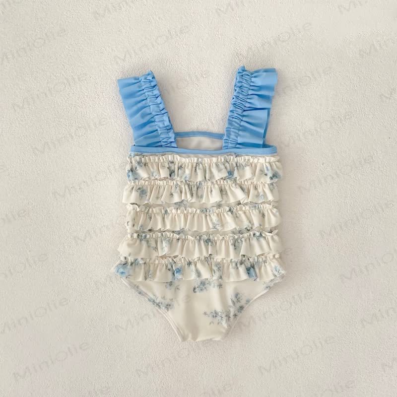 Toddler Girl Floral Blue One-piece Swimsuit - image 4