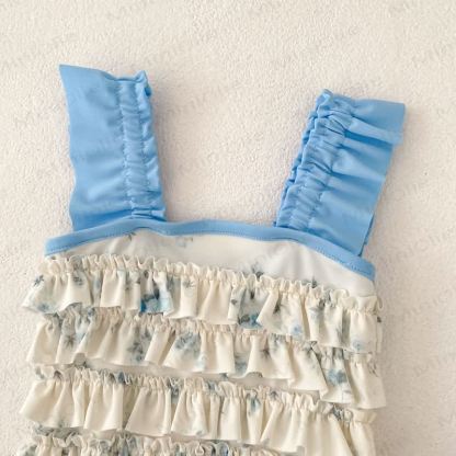 Toddler Girl Floral Blue One-piece Swimsuit - image 6