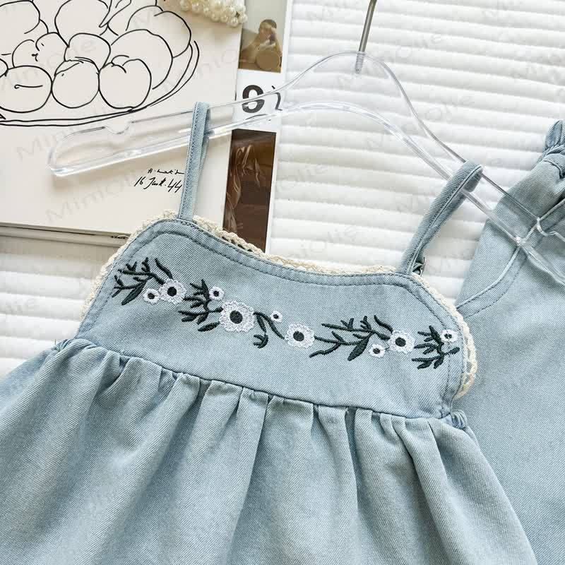 Toddler Kid Embroidered Tank and Pants Denim Set - image 3